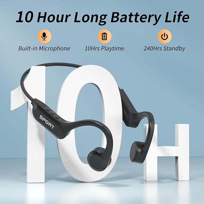 CXK Bone Conduction Headphones Bluetooth 5.4 Open Ear Headphones with Mic, Premium Loud Sound 10Hrs Playtime Bluetooth Headphones, IPX6 Waterproof Sports Headset for Running, Cycling, Walking