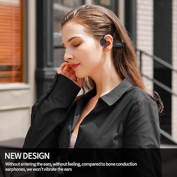 Open Ear Headphones, Open Wireless Earphones, 15HBluetooth Playback 5.3 Sports Earphones, Built-in Microphone, Suitable for Sports Running,Exercise (Deep Black)