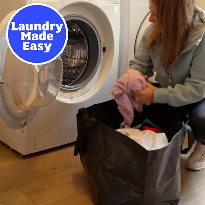 DURASACK Haul-It-All Extra-Large Reusable Shopping Bag – Heavy Duty Open-Top Tote with Handles, 18-Gallon Capacity, Blue, Pack of 4