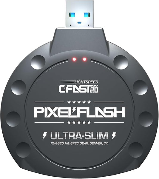 PixelFlash CFast 2.0 Card Reader (Black) - Memory Card Adapter with USB 3.0, 500Mb/s File Transfer, Ultra-Slim & Anti-Slip Rubber Shell, Compatible with Most Brands & OS