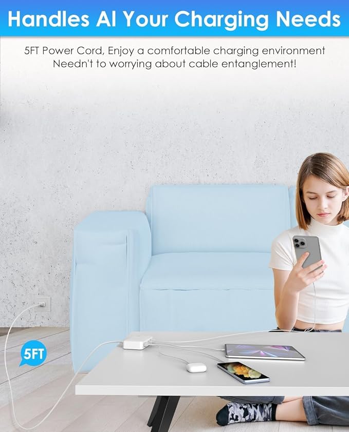 USB C Charger Block Charging Station - 300W Fast GaN 8-Port Multiple USB Charging Hub, Upgraded PD 100W Laptop Charger Compatible with MacBook Pro/Air, iPad, iPhone 16/15/14, Galaxy S23/22, 5ft Cord