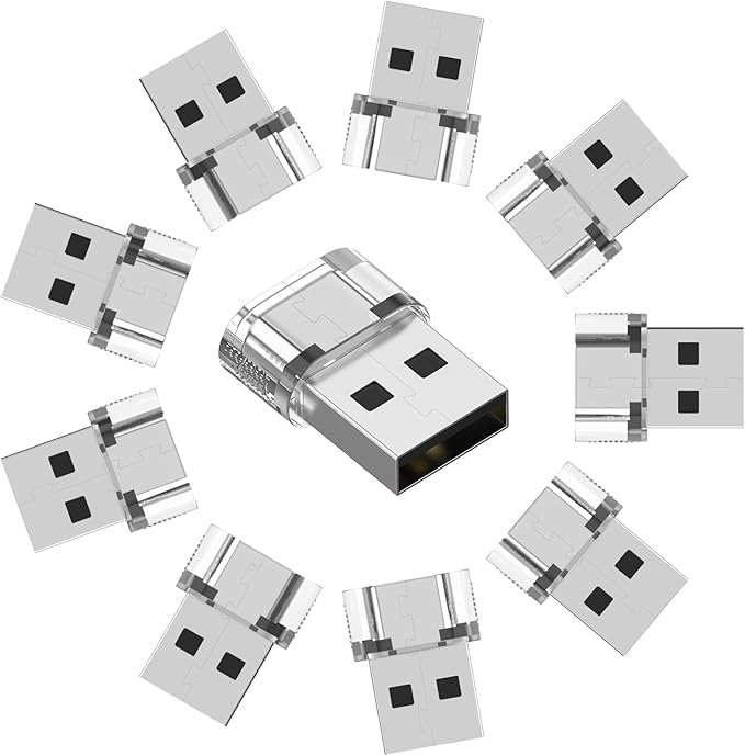 10 Pack USB to USB C Adapter,USB C Female to A Male Charger Converter Compatible with Apple Watch,iPhone 15 14 13 12 Pro Max Plus,Note,iPad 9 10 Air 5 Mini 6,Galaxy Pixel and etc.(Clear)