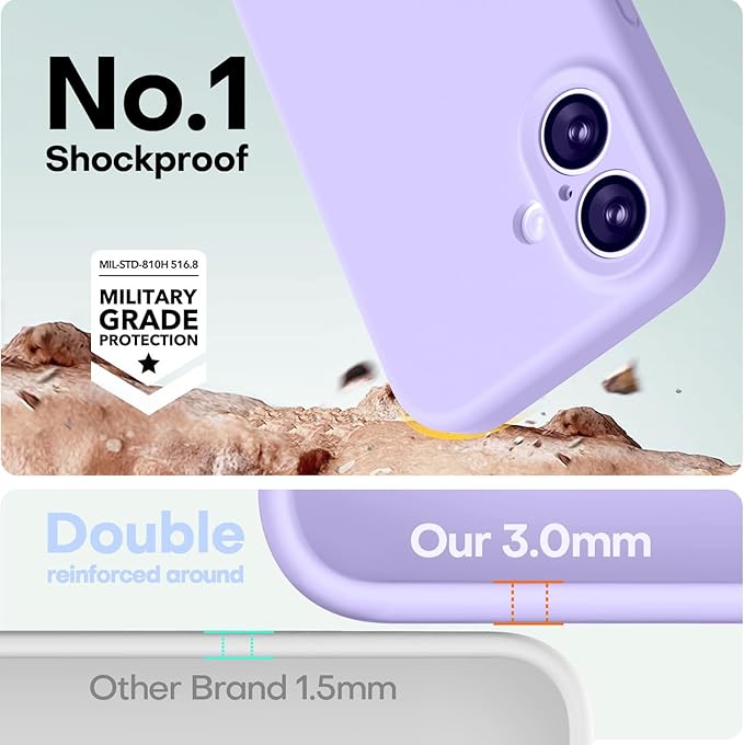 LOVE 3000 Designed for iPhone 17 Case, Premium Silicone [Compatible with Magsafe][Soft Anti-Scratch Microfiber Lining] Shockproof Protective Phone Case for Men Women 6.3", Light Purple