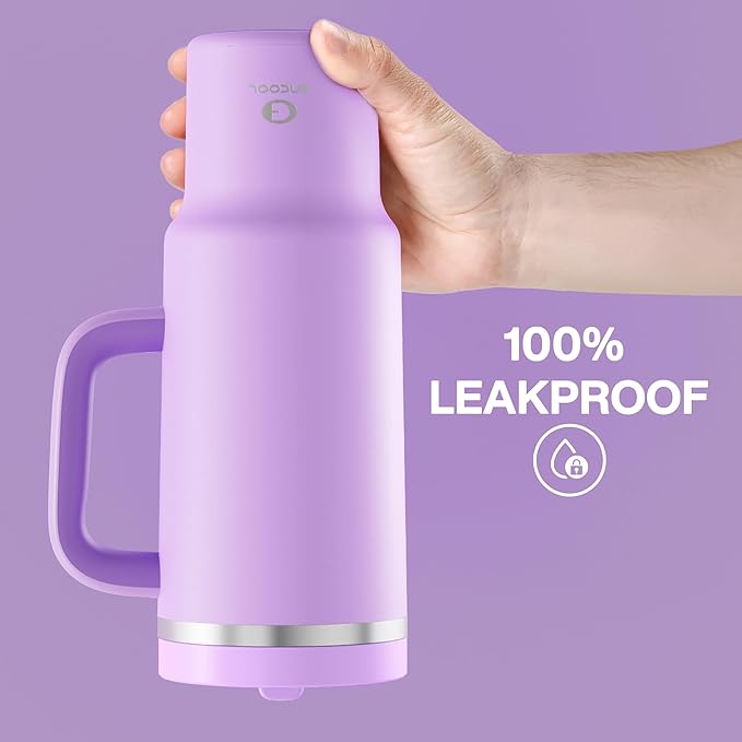 40 oz Tumbler with Handle and Straw: Stainless Steel Insulated Tumbler Keeps Cold for 24 Hours, Leakproof Travel Cup Fits in Cup Holder and BPA-Free, Lavender