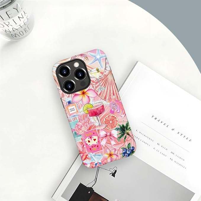 DAIZAG Case Compatible with iPhone 11 Pro,Fit Shockproof Cover for Women Girls,European Collage Lily Flower Seashell Pink