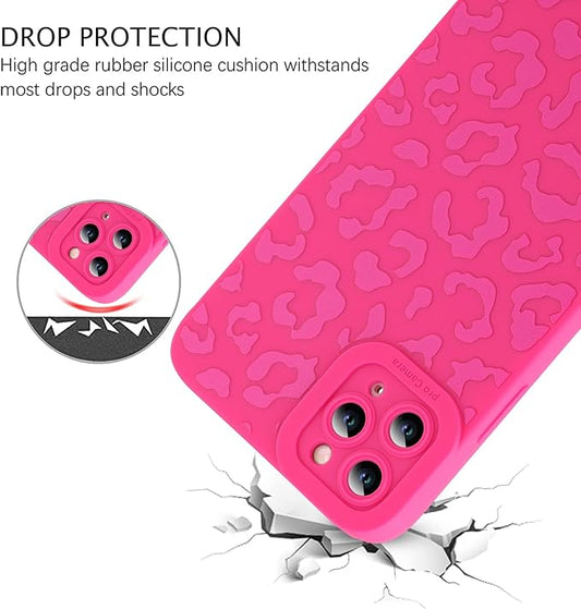 ZIYE for iPhone 11 Pro Max Case Hot Pink Leopard Pattern Phone Case with Camera Protection,Soft TPU Silicone Rubber Protective Cover Cheetah Design Cases Compatible with iPhone 11 Pro Max 6.7 Inch