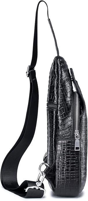 LUKZIJAES Genuine Leather Sling Bag for Men