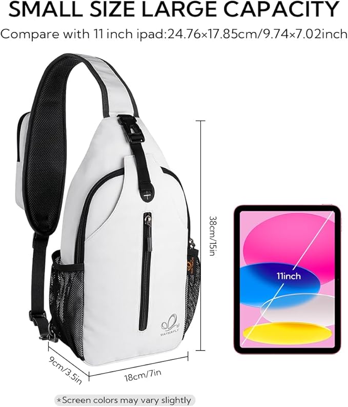 WATERFLY Crossbody Sling Backpack Sling Bag Travel Hiking Chest Bag Daypack