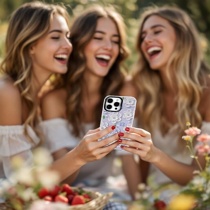 for iPhone 14 Plus Case, Elegant Floral Pattern with Pastel Flowers, Military-Grade Drop Protection, Cute Soft Slim TPU Protective Cover with Camera Protection for Women & Girls