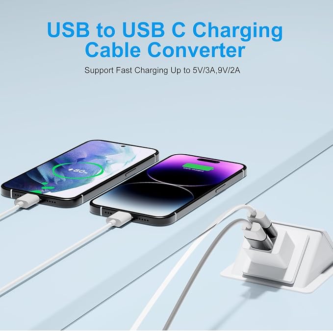 USB to USB C Adapter 20 Pack,USB A to USB C Adapter,C Female to A Male,USBA Charger Cable Converter for iPhone,iPad,AirPods,Tablet,Grey