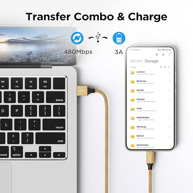 etguuds USB to USB C Cable 3ft, 2-Pack USB A to Type C Charger Cord Fast Charging for Samsung Galaxy A15 A25 A35 A55 A54, S24 S23 S22 S21 S20 S10 S10E, Note 20 10, Moto G, for iPhone 16 15, Gold