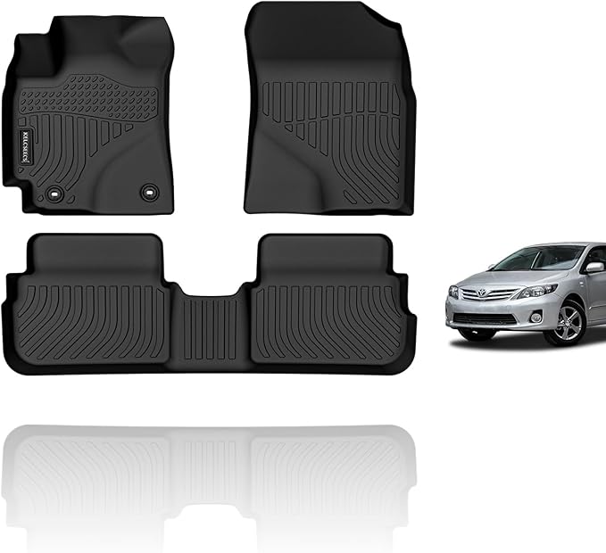 KELCSEECS Floor Mats Custom for 2009 2010 2011 2012 2013 Corolla Sedan/Matrix Car Mats All-Weather Floor Liners Front and Rear Row Corolla/Matrix Floor Mats Accessories Black