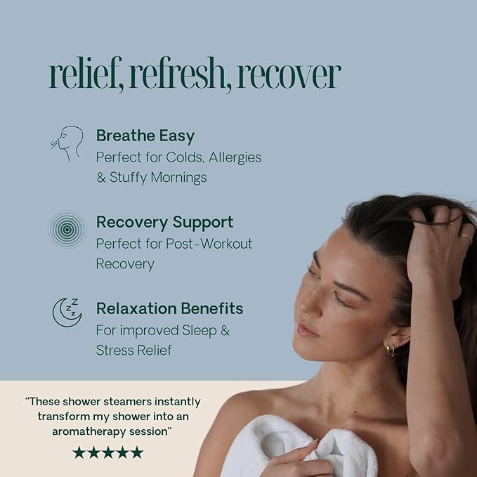 Shower Steamers Aromatherapy 10 Pack - Made in USA with Natural Essential Oils for Christmas Stocking Stuffers, Birthday Gifts for Women and Men, White Elephant, Self Care - Eucalyptus