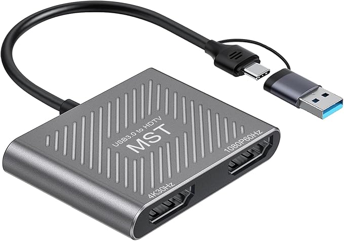 USB HUB with Dual HDMI,USB A to HDMI and USBC to hdmi Ports UABA/C to HD 1080P/60Hz +4K30Hz(USB A/C to Dual hd HUB)