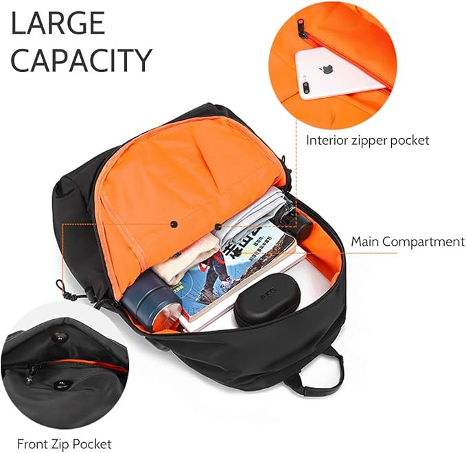 LAORENTOU Men's Laptop Backpacks Canvas Backpack for Men Women Travel Backpack Bookbag Lightweight (Black 1)