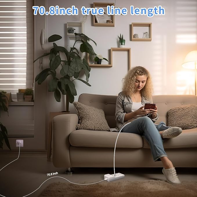 Charging Station - 10-Port USB Charging Hub, Smart Multi-Port Charger, 70.8-Inch Extension Cable, Compatible with Various Devices, Phones, Cameras, Bluetooth Headsets, Tablets, etc. (2 Piece)