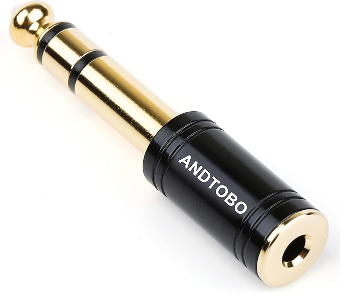 ANDTOBO 1/4''(6.35mm) Male to 1/8'' (3.5mm) Female Stereo Audio Jack Pure Copper Adapter for Headphone, Amp, 3 Pack-Black