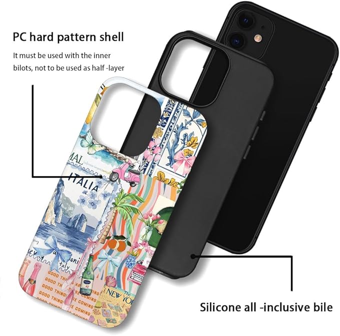 DAIZAG Case Compatible with iPhone 11,Fit Shockproof Cover for Women Girls,Bow Beach Landscape Collage Coastal