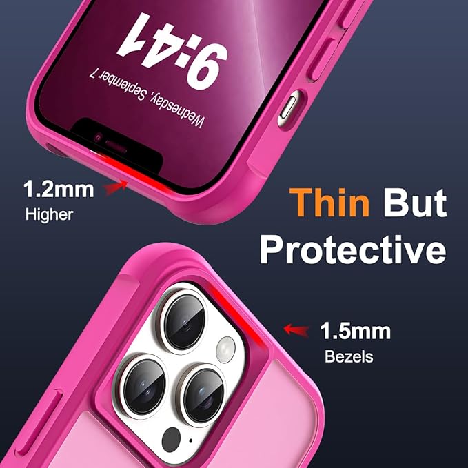 Compatible with iPhone 13 Pro Case with Invisible Magnetic O-Ring Stand Military-Grade Translucent Case for iPhone 13 Pro 6.1" [Compatible with Mag-Safe][Great Grip Feeling], Rose