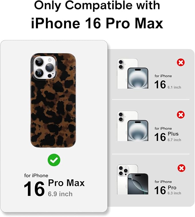 Magnetic for iPhone 16 Pro Max Case [Compatible with MagSafe] Lightweight Tortoiseshell TPU Slim Shockproof Translucent Matte Brown Clear Case for iPhone 16 Pro Max, Tortoise Print