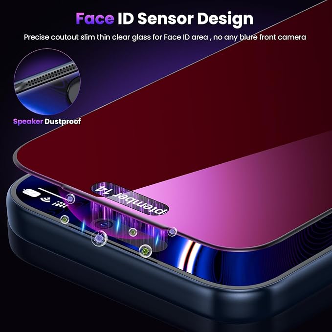 WSKEN for iPhone 17 Pro Privacy Screen Protector - Purple Gradient Anti Blue Light Eye Protection [Auto-Dust Removal] Shatterproof Tempered Glass Screen Protector 17 Pro, 2 Pack