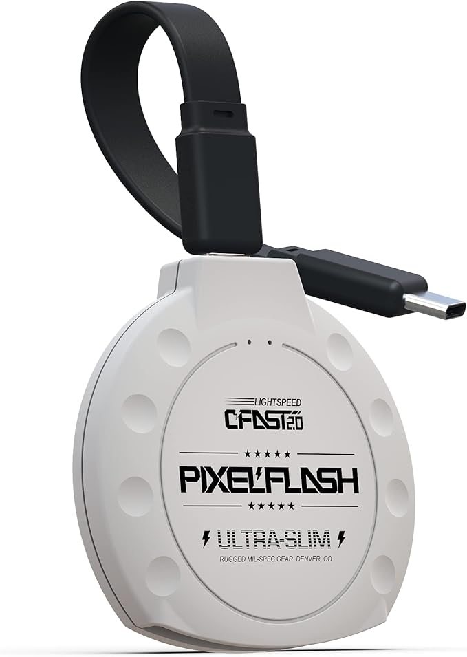 PixelFlash CFast 2.0 Card Reader USB C (White) - Memory Card Adapter with Cabled Type-C USB 3.1 Gen 2, Up to 10Gbps File Transfer, Ultra-Slim & Anti-Slip Rubber Shell, Compatible with Most Brands & OS