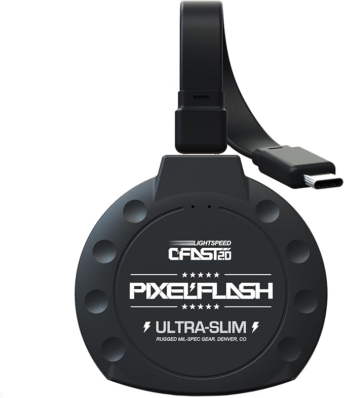 PixelFlash CFast 2.0 Card Reader USB C (Black) - Memory Card Adapter with Cabled Type-C USB 3.1 Gen 2, Up to 10Gbps File Transfer, Ultra-Slim & Anti-Slip Rubber Shell, Compatible with Most Brands & OS