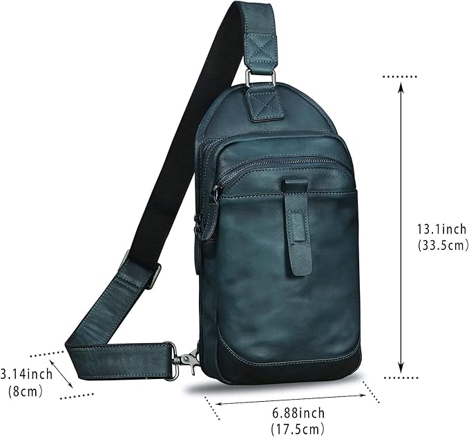 LRTO Genuine Leather Silng Bag for Men and Women Retro Leather Sling Backpack Purse Shoulder Crossbody Bag Chest Bag