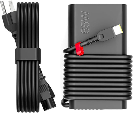 New Slim 65W USB C Laptop Charger for Lenovo Thinkpad/Yoga/Chromebook, Computer Type C Fast Charging Power Cord Ac Adapter for ThinkPad T14/T15/X1 Carbon Gen 12, Yoga 7i/9i Chromebook 500e /C340/S340