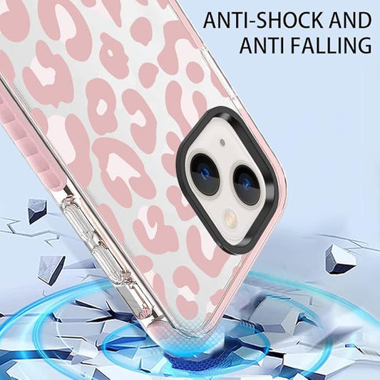 ZIYE Clear Case for iPhone 13 Cover Pink Leopard Design Shockproof Soft TPU Bumper Protective Phone Case for Women Girls Girly Pink Case