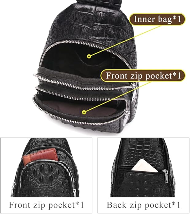 KPYWZER Vintage Leather Sling Bag Backpack for Men Crossbody Shoulder Chest DayPack Backpacks