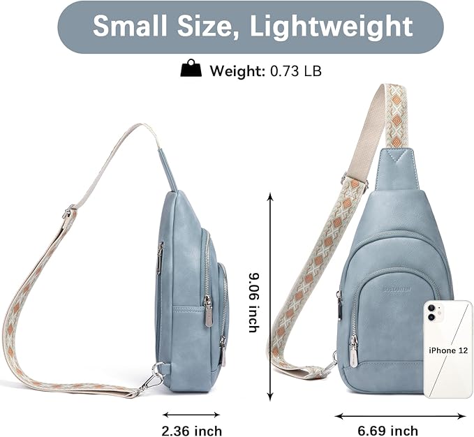 BOSTANTEN Sling Bag for Women Leather Crossbody Bag Vintage Cross Body Purse for Travel with Guitar Strap, Bohemian Style