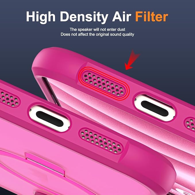 Compatible with iPhone 16 Pro Case with Invisible Magnetic O-Ring Stand Military-Grade Translucent Case for iPhone 16 Pro 6.3" [Compatible with Mag-Safe][Great Grip Feeling], Rose