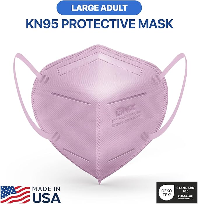 BNX KN95 Face Masks Made in USA (Adult Large, Adult Medium, Kids Small) (Earloop) (Model: E95/E95M/E95S)