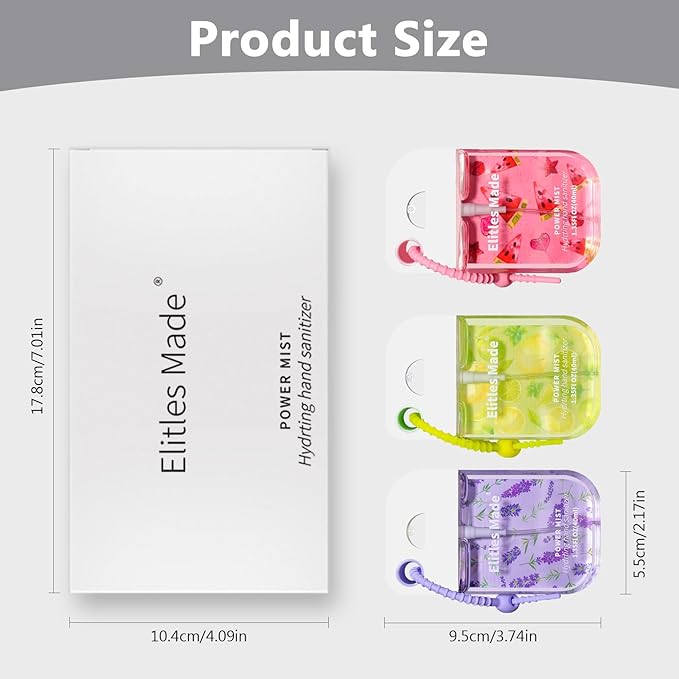 Hand Sanitizer Spray, 3Pack Spray Hand Sanitizer Travel Size With Cute Keychain, Scented Pocket Power Mist Hydrating Women Teen Girl Gifts, 1.35FL.OZ (Watermelon,Lemon,Lavender
