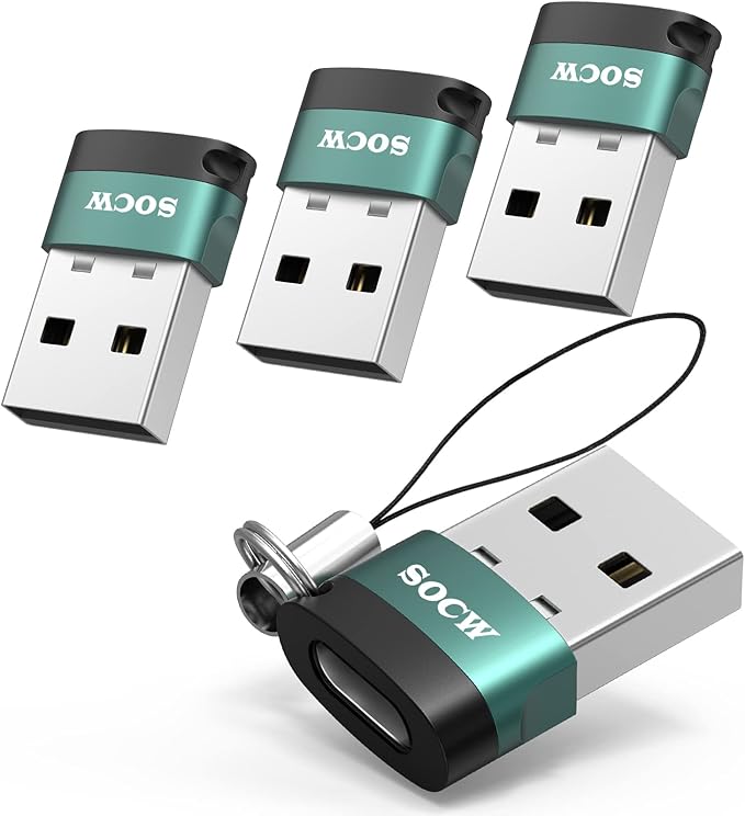 USB C Female to USB Male Adapter 2.0 (Atrovirens, 4 Pack)