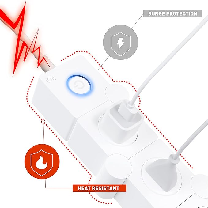 iJoy Flexible Power Strip - 3 AC Outlets and 2 USB Charging Ports with 5 Ft Extension Cord, Power Strip Surge Protector White, Decorative Surge Protector Outlet Extender for Home, Office, and More
