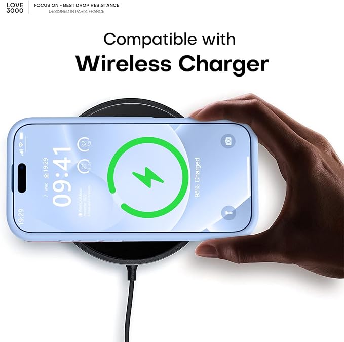 LOVE 3000 Designed for iPhone 17 Case, Premium Silicone [Compatible with Magsafe][Soft Anti-Scratch Microfiber Lining] Shockproof Protective Phone Case for Men Women 6.3", Light Blue