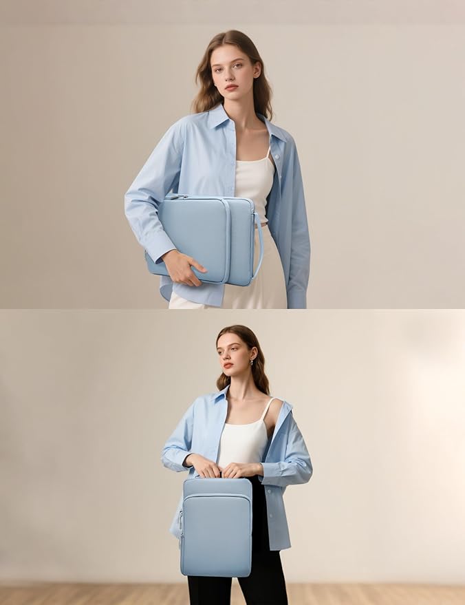 HYZUO 17-17.3 Inch Laptop Bag Case Sleeve for 17" 17.3" HP/Dell/Lenovo/ASUS/Acer/LG/MSI Gaming Laptop/Razer Blade 17/18, Notebook Carrying Briefcase for Men Women, Pale Blue