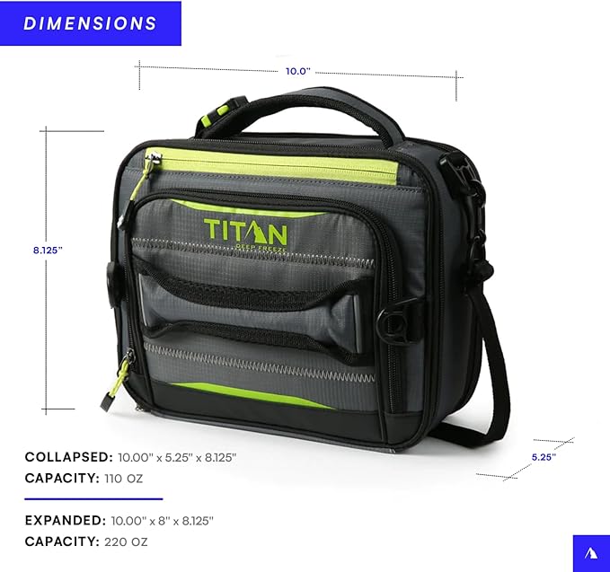 Arctic Zone Titan Deep Freeze Fridge Expandable Insulated Horizontal Lunch Pack, Grey