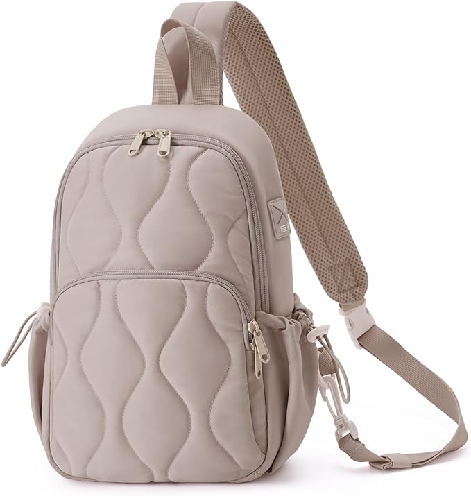 Wandering Nature Sling Bag for Women Lightweight Quilted Crossbody Bag Fits for 11" Tablet with Breathable Back Panel Anti Theft Pocket Padded Strap USB Charge Port, Ideal for Travel, Daily Use