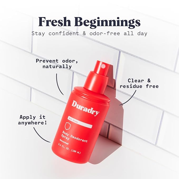 Aluminum-Free Whole Body Deodorant Spray for Men and Women - Unscented Deodorant for Whole Body, Natural Odor Neutralizer, Clear and Residue Free, Non-Staining, Cruelty-Free - 3.4 Fl Oz