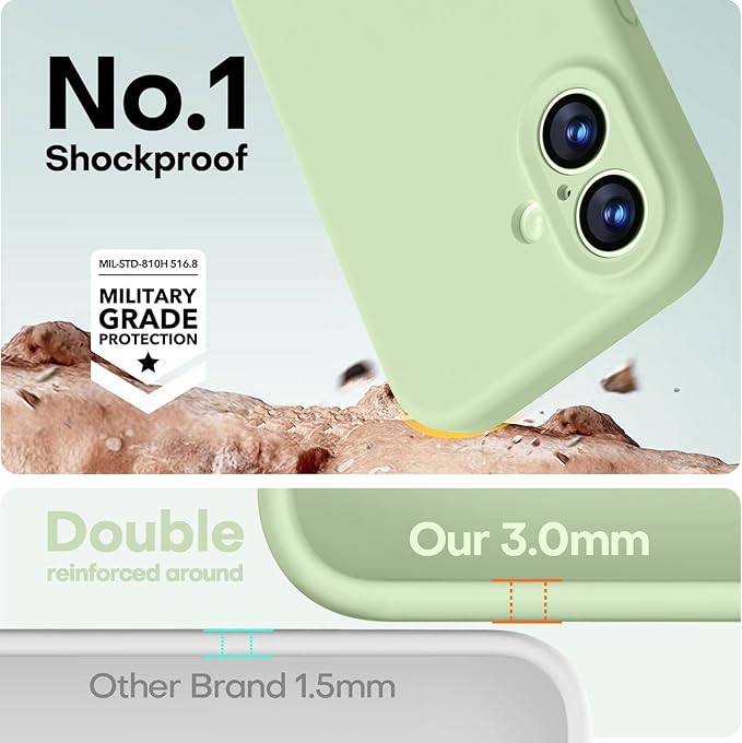 LOVE 3000 Designed for iPhone 17 Case, Premium Silicone [Compatible with Magsafe][Soft Anti-Scratch Microfiber Lining] Shockproof Protective Phone Case for Men Women 6.3", Matcha