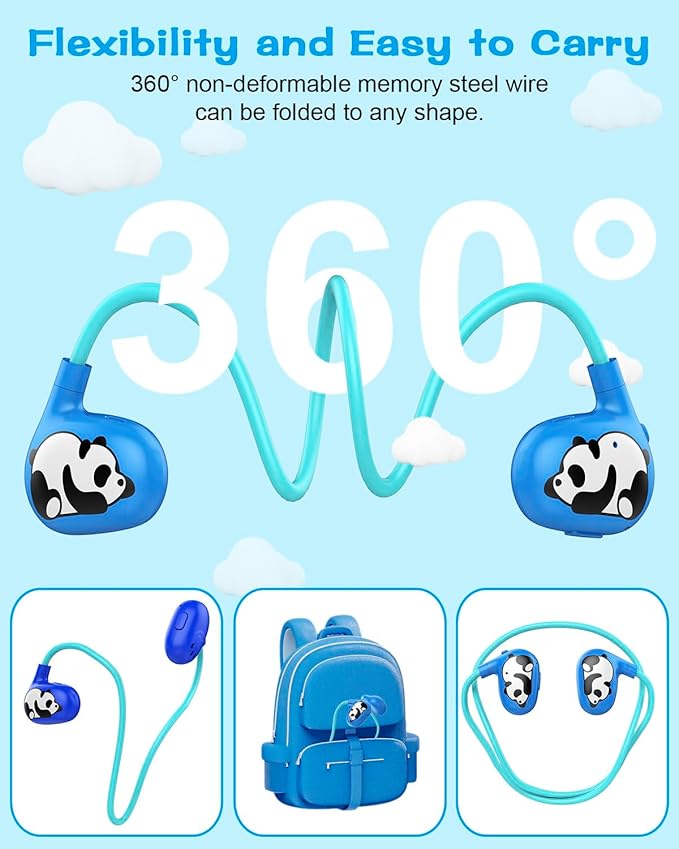 BANIGIPA Kids Headphones, Open Ear Headphones, Wireless Bluetooth 5.4 Headset w/Mic for Calling Studying Traveling, 13g Ultra-Light Comfort, 85dB Healthy Volume Control Protect Hearing, 10H Playtime