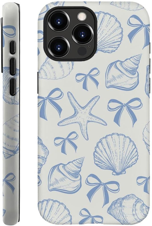 DAIZAG Case Compatible with iPhone 12 Pro Max,Fit Shockproof Cover for Women Girls,Blue Seashell Bow