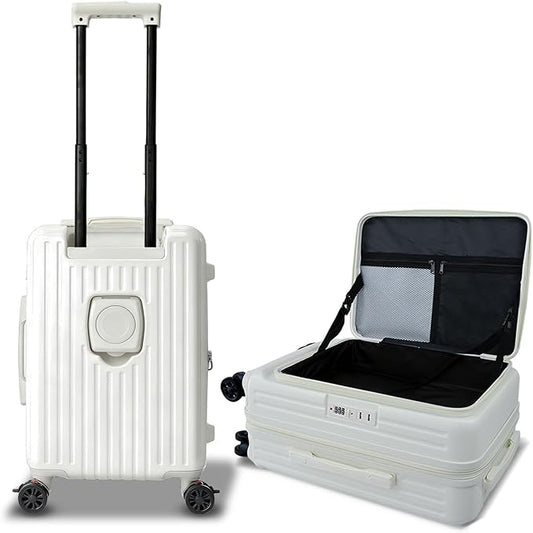 Carry On Luggage 22x14x9Inch Airline Approved with Wheels, Hard Shell Carry On Suitcases for Weekender, Expandable Suitcase Top Opening Lightweight Small Travel Luggage with Cup Holder and Side Hooker