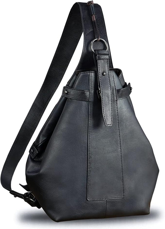 Genuine Leather Sling Bag for Men and Women Large Real Leather Sling Backpack Shoulder Crossbody Bag Chest Bags