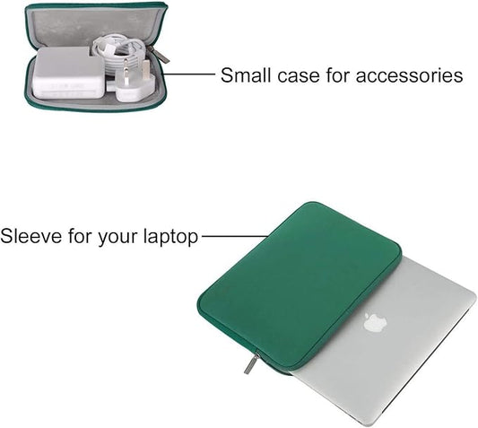 MOSISO Laptop Case 16 inch, 15-15.6 inch Laptop Sleeve Bag Compatible with MacBook Pro 16 inch, HP, Acer, Dell, Lenovo, ASUS Notebook, Neoprene Computer Sleeve Bag with Small Case, Peacock Green