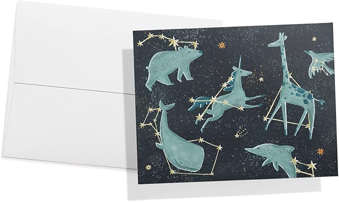 Twigs Paper 12 pcs Space Themed Note Card Set - Assorted Greeting Cards for Every Occasion with Envelopes Included - Cute and Unique Designs - Bulk Stationery Pack - 5.5 x 4.25 Inch Eco-Friendly Paper