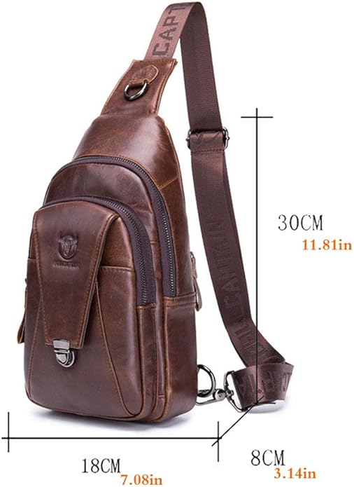 KPYWZER Vintage Leather Sling Bag Backpack for Men Crossbody Shoulder Chest Day Pack Backpacks